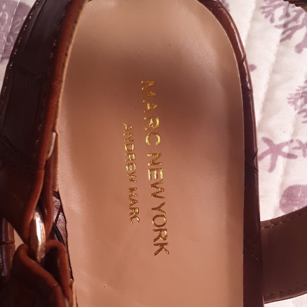 Andrew Marc Brown Crocodile Block Heels - image 3